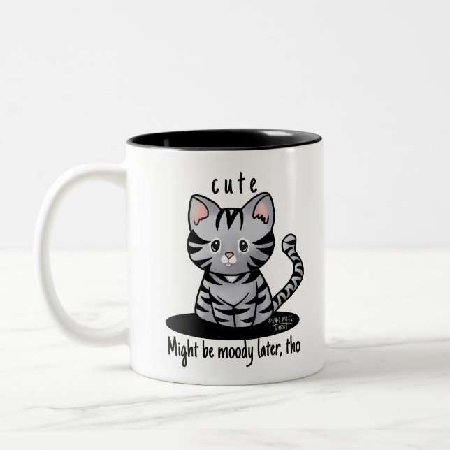 Tasse 2 Couleurs KiniArt Grey Tabby Kitten (Gauche)