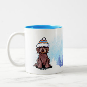 Tasse 2 Couleurs KiniArt Hiver Chocolat Doodle Chien