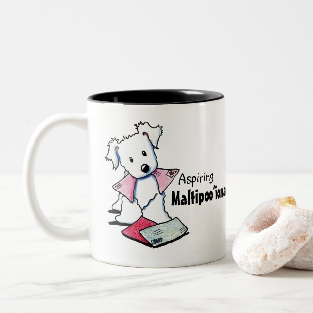 Tasse 2 Couleurs KiniArt Maltipoo (Avec donut)