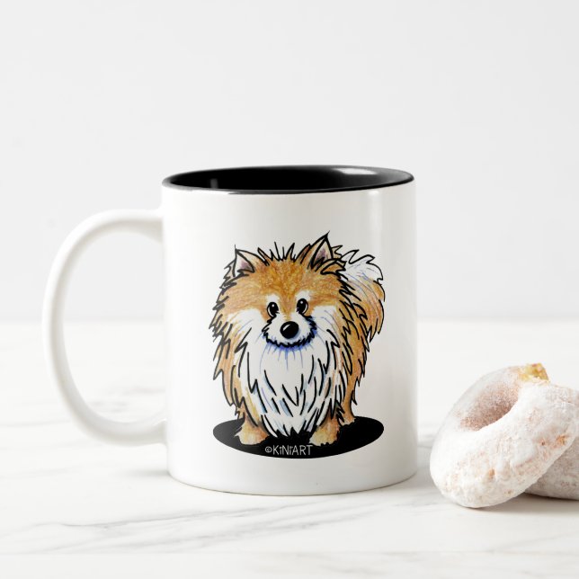 Tasse 2 Couleurs KiniArt Pomeranian (Avec donut)