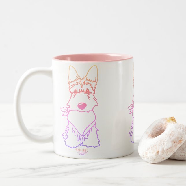 Tasse 2 Couleurs KiniArt Scottish Terrier (Avec donut)