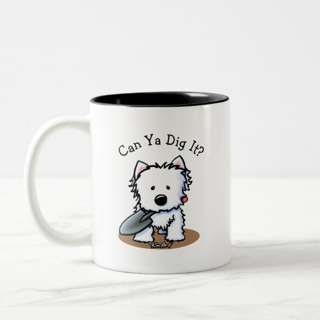 Tasse 2 Couleurs KiniArt Westie Garden Helper Chien (Gauche)