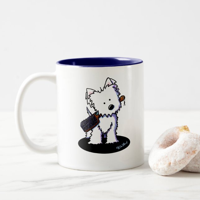 Tasse 2 Couleurs KiniArt Westie Groomer (Avec donut)