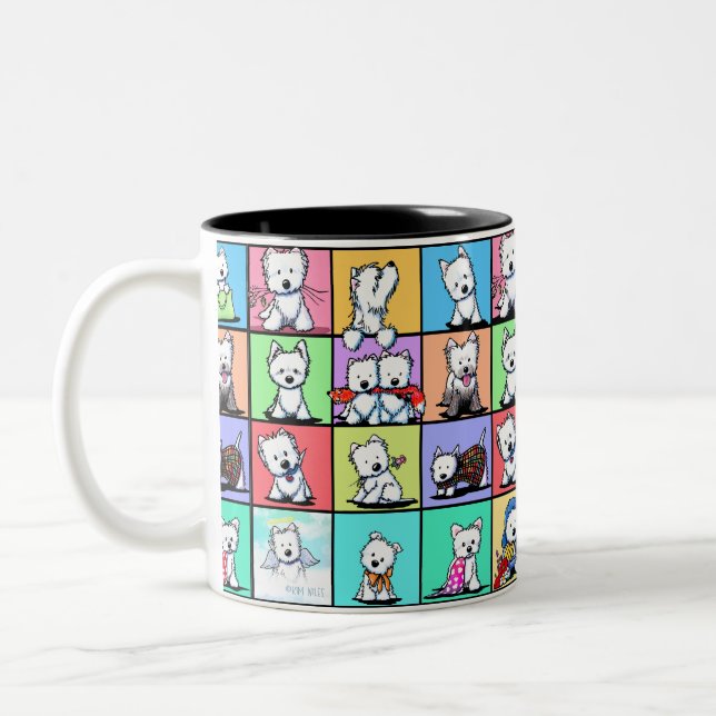 Tasse 2 Couleurs KiniArt Westies commémoratifs  (Gauche)