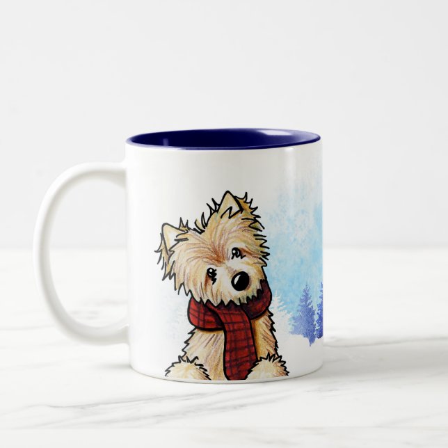 Tasse 2 Couleurs KiniArt Winter Norwich Terrier (Gauche)