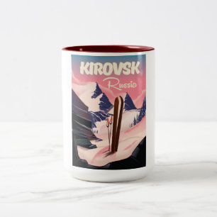 Tasse 2 Couleurs Kirovsk Russie affiche de voyage ski