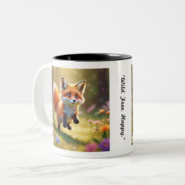 Tasse 2 Couleurs "Kit Fox baisé Sun" (Devant gauche)