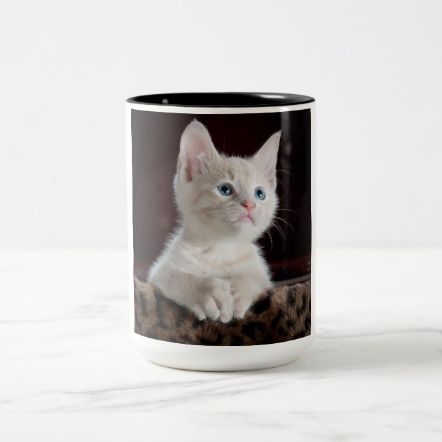 Tasse 2 Couleurs Kitten blanc vulnérable (Centre)