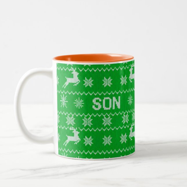 Tasse 2 Couleurs Knit de Noël Motif — Fils (Gauche)