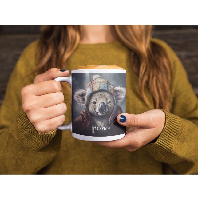 Tasse 2 Couleurs koala adorable portant casquette mignon personnali (Créateur téléchargé)