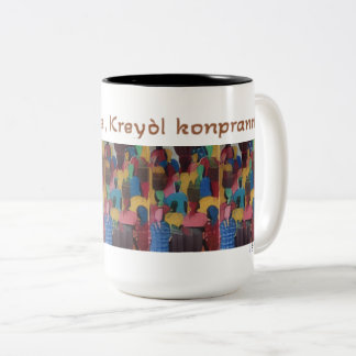Tasse 2 Couleurs Kreyol Pale, Kreyol Konpran - Proverbe Haïtien