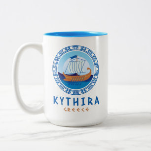 Tasse 2 Couleurs Kythira, Grèce Conception de navire grec
