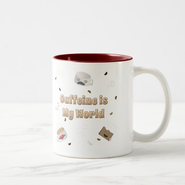 Tasse 2 Couleurs La caféine est mon monde (Droit)