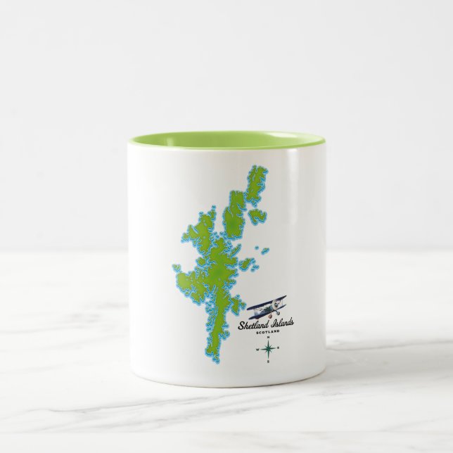 Tasse 2 Couleurs La carte des îles Shetland (Centre)
