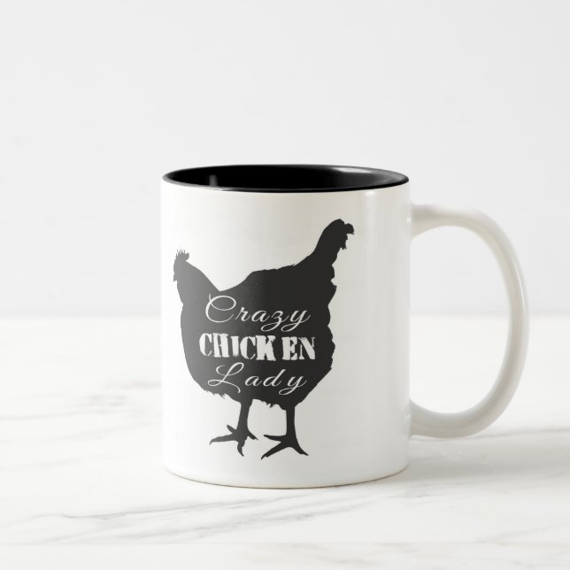 Tasse 2 Couleurs La dame folle du poulet (Droit)