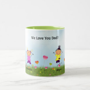 Tasse 2 Couleurs La Fête des pères des deux filles à bâtons