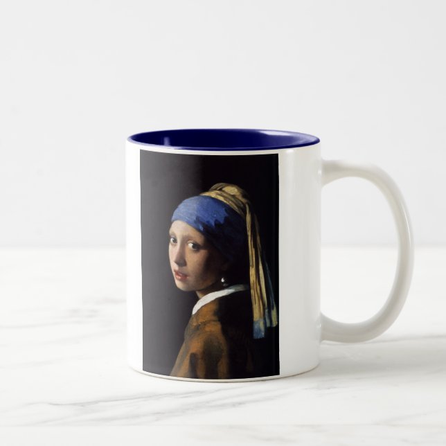 Tasse 2 Couleurs La Fille avec la perle qui s'élève par Vermeer (Droit)