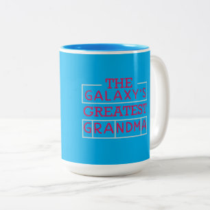 Tasse 2 Couleurs La grand-mère de la galaxie typographie bleu et ro