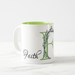 Tasse 2 Couleurs La lettre F Lavender Eucalyptus monogrammed