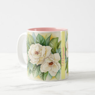 Tasse 2 Couleurs La magnolia blanche botanique fleurit la coutume