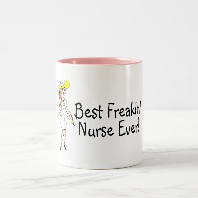 Tasse 2 Couleurs La meilleure infirmière de Freakin jamais (Centre)