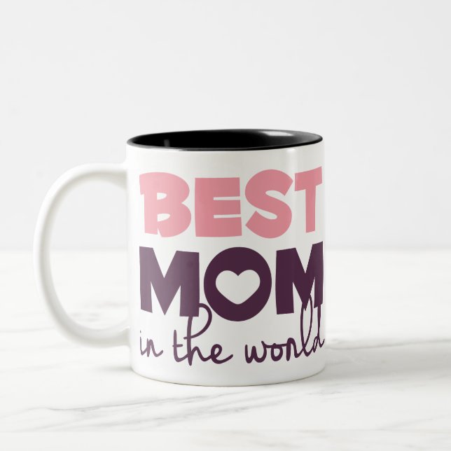 Tasse 2 Couleurs La meilleure maman au monde, cadeau heureux de (Gauche)
