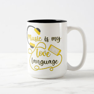 Tasse 2 Couleurs La musique est ma langue d'amour phrase romantique
