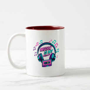 Tasse 2 Couleurs La musique est ma thérapie - Casques rétro Coffee