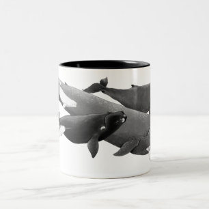 Tasse 2 Couleurs La Nage Des Baleines Illustration Art Whale