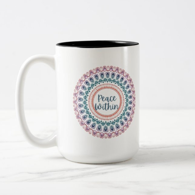 Tasse 2 Couleurs La Paix Au Pastel Mandala (Gauche)