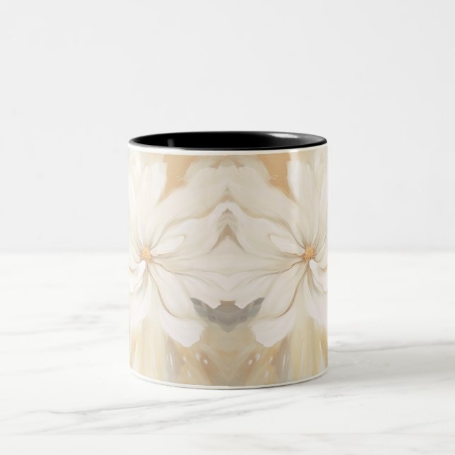 Tasse 2 Couleurs La peinture abstraite aux fleurs blanches. (Centre)