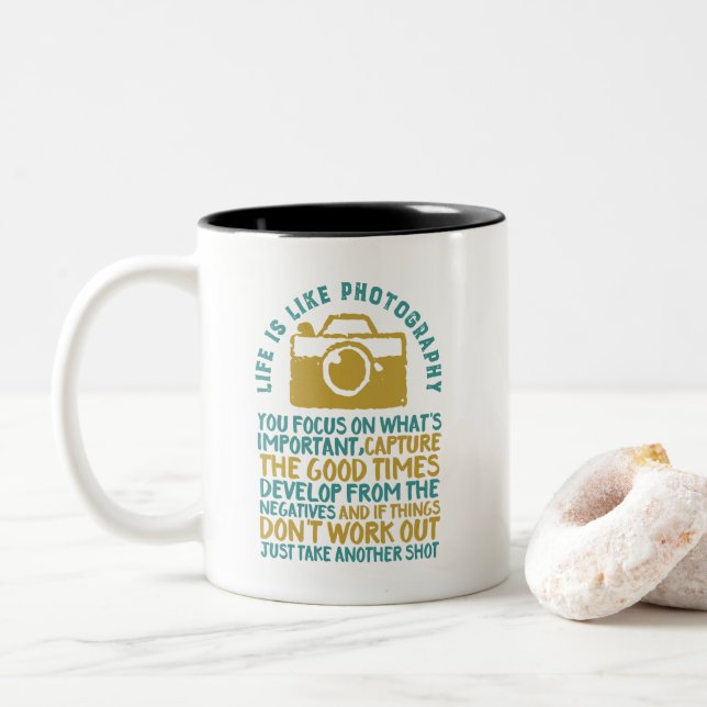 Tasse 2 Couleurs La Photographie Inspirante Capte Les Bons Temps (Avec donut)