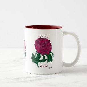 Tasse 2 Couleurs La pivoine rouge prennent une respiration profonde