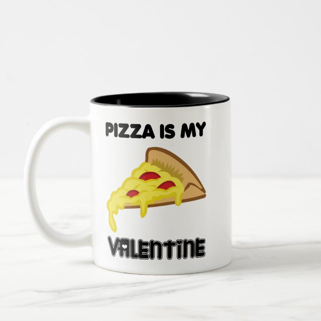 Tasse 2 Couleurs La pizza est ma Saint Valentin (Gauche)