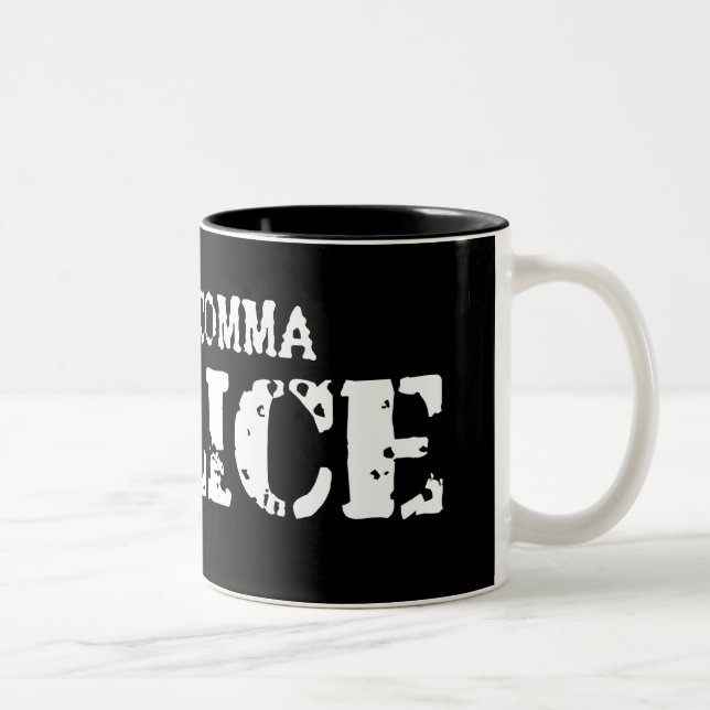 Tasse 2 Couleurs La police de virgule attaque (Droit)