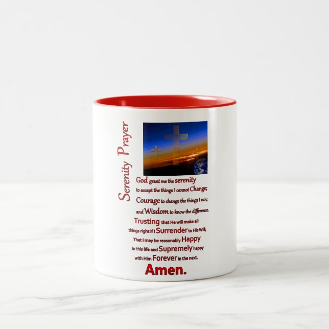 Tasse 2 Couleurs La prière de sérénité dans l'espace rouge (Centre)