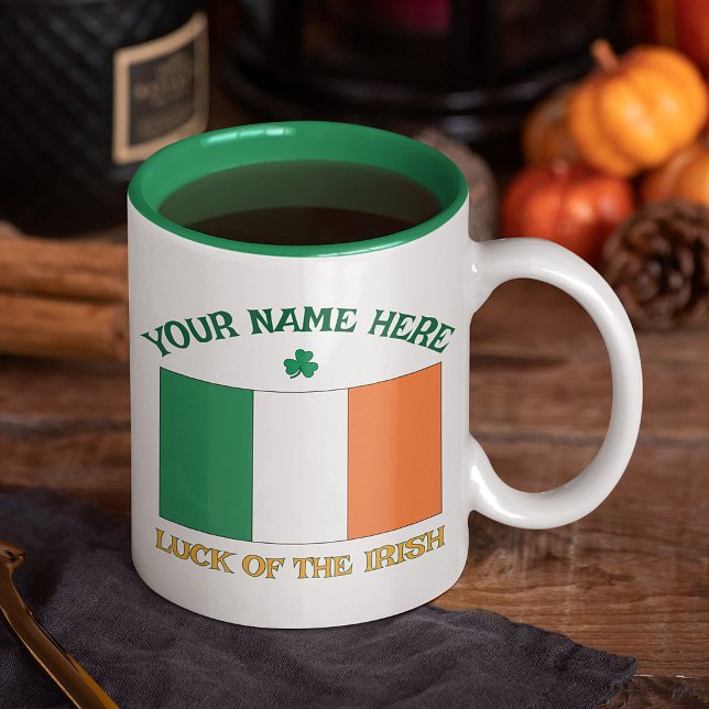 Tasse 2 Couleurs La Saint-Patrick Drapeau Irlande Nom Personnalisé  (Créateur téléchargé)