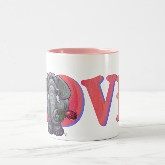 Tasse 2 Couleurs La Saint-Valentin des éléphants (Centre)
