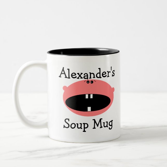 Tasse 2 Couleurs La soupe Tasse-Personnalisent le nom (Gauche)