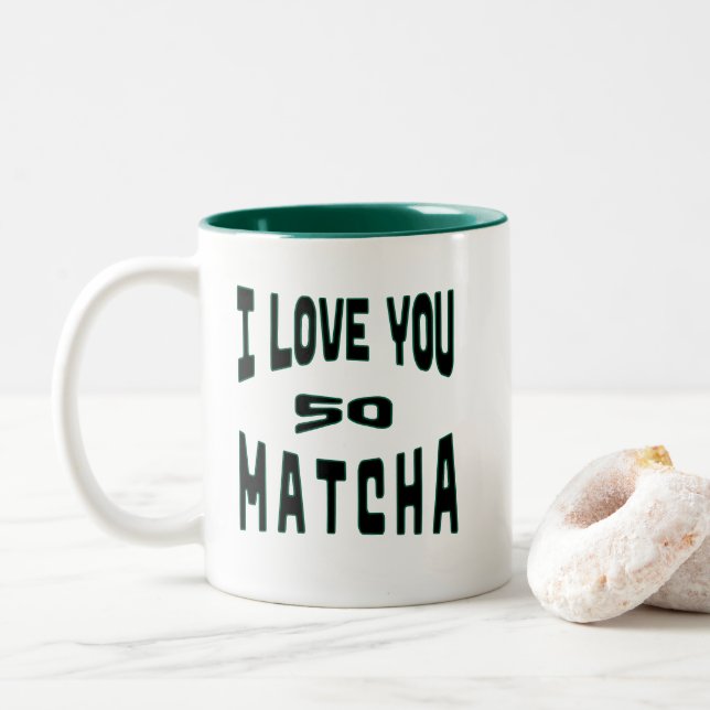 Tasse 2 Couleurs La Typographie de Matcha (Avec donut)