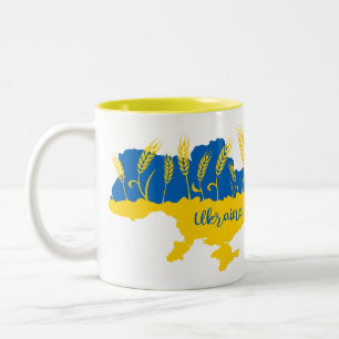 Tasse 2 Couleurs La typographie ukrainienne et l'oreille au blé sur