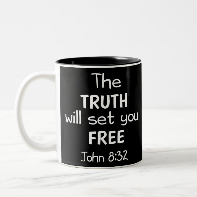 Tasse 2 Couleurs la vérité vous libérera john 8 32 (Gauche)