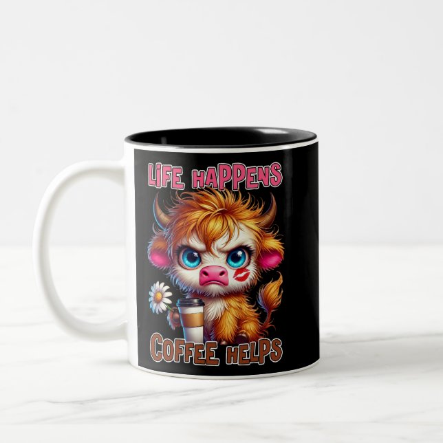 Tasse 2 Couleurs La vie arrive, le café aide (Gauche)