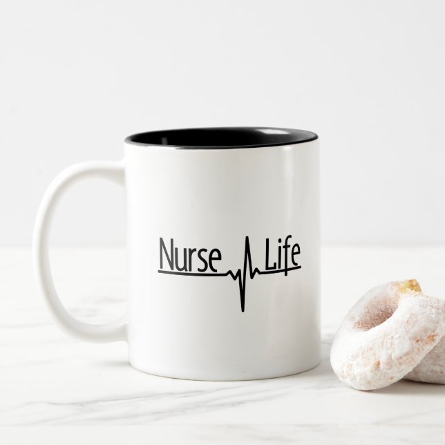 Tasse 2 Couleurs La vie d'infirmière - ECG (Avec donut)