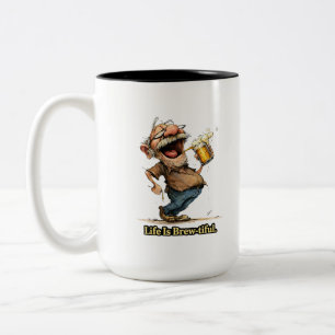 Tasse 2 Couleurs La Vie Est Belle Bière Drôle Tee-Shirt de Cartoon 