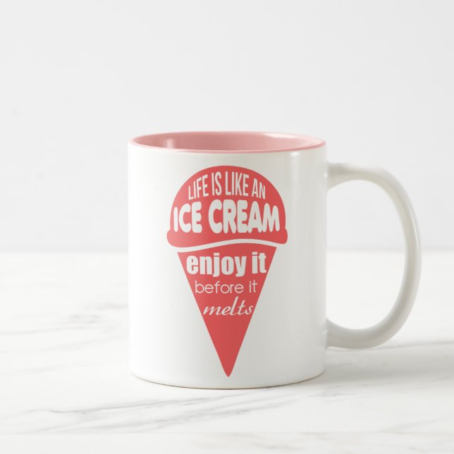 Tasse 2 Couleurs La vie est comme une citation de slogan de crème g (Droit)