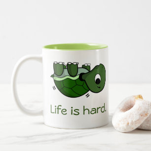 Tasse 2 Couleurs La vie est dure - Soyez gentil, T-Shirt Tortue en 