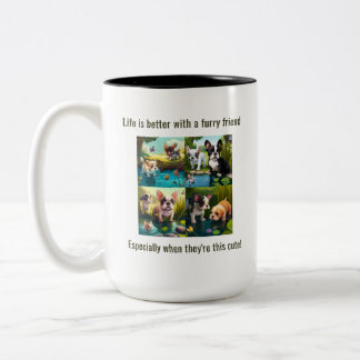 Tasse 2 Couleurs La vie est meilleure avec les amis - Puppy Love