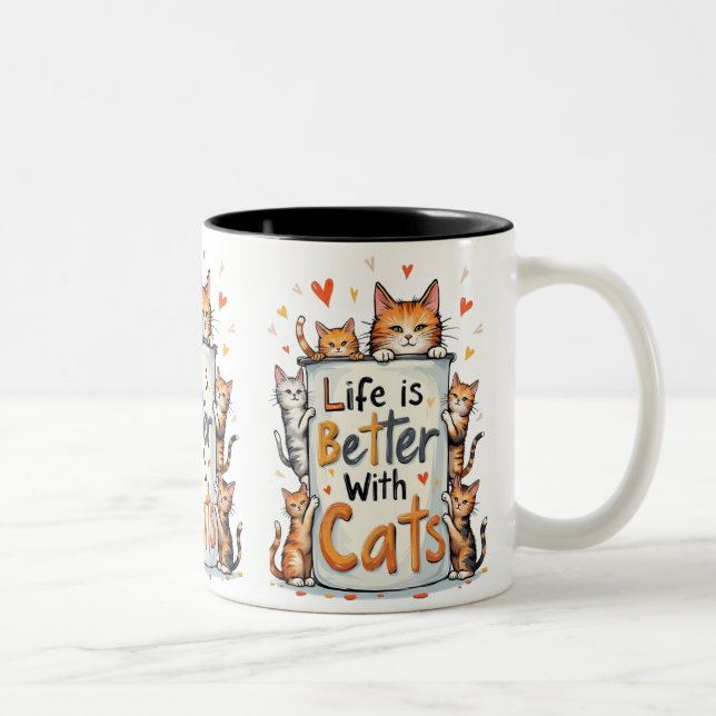 Tasse 2 Couleurs La vie est meilleure avec les chats (Droit)