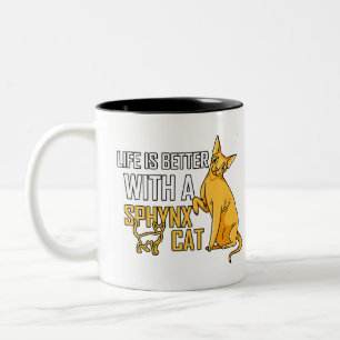 Tasse 2 Couleurs La Vie Est Meilleure Avec Un T-shirt Chat Sphynx